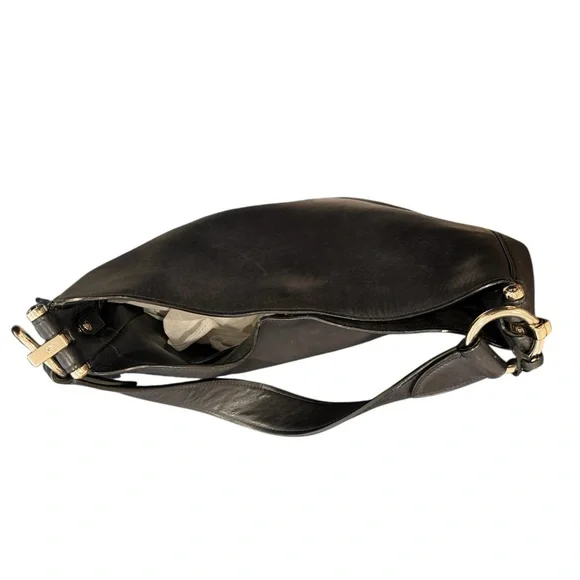 Coach Nomad Black Leather Hobo Bag with Gold Accents - Picture 5 of 13
